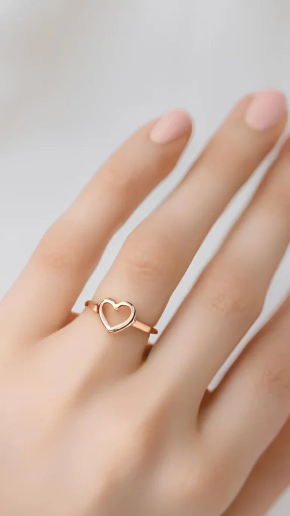 Anillo de mujer de corazon con recubrimiento de oro.