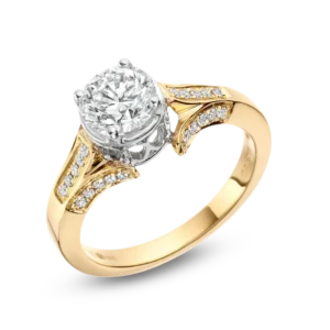 Anillo de matrimonio de plata con diamantes y baño de oro de 24k.