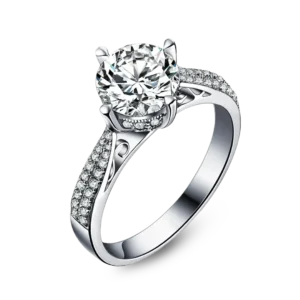 Anillo de matrimonio de oro blanco con baño de rodio.