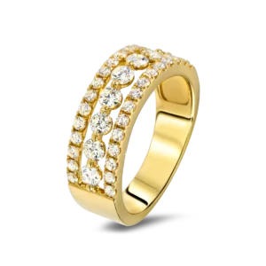Anillo de mujer con piedras y chapado en oro de 22 kilates.