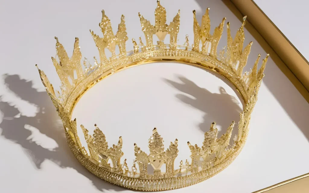 Corona para reina de festival con baño de oro de 24 kilates.