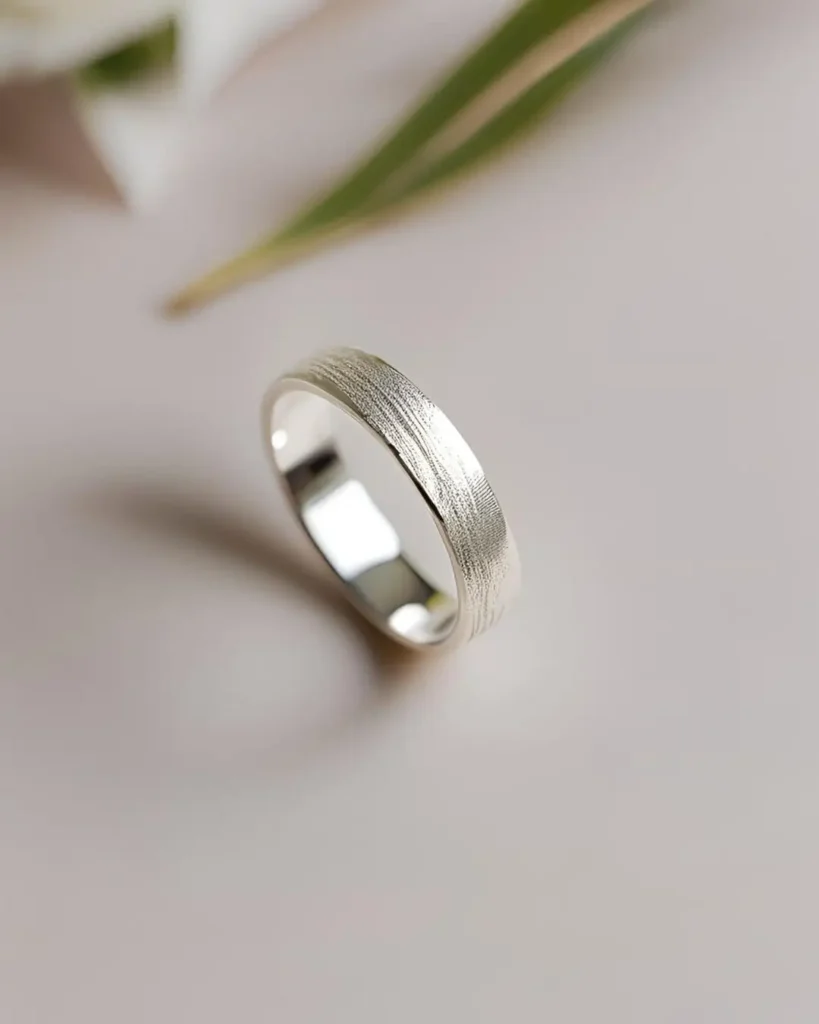 Anillo de compromiso de oro blanco con baño de rodio.